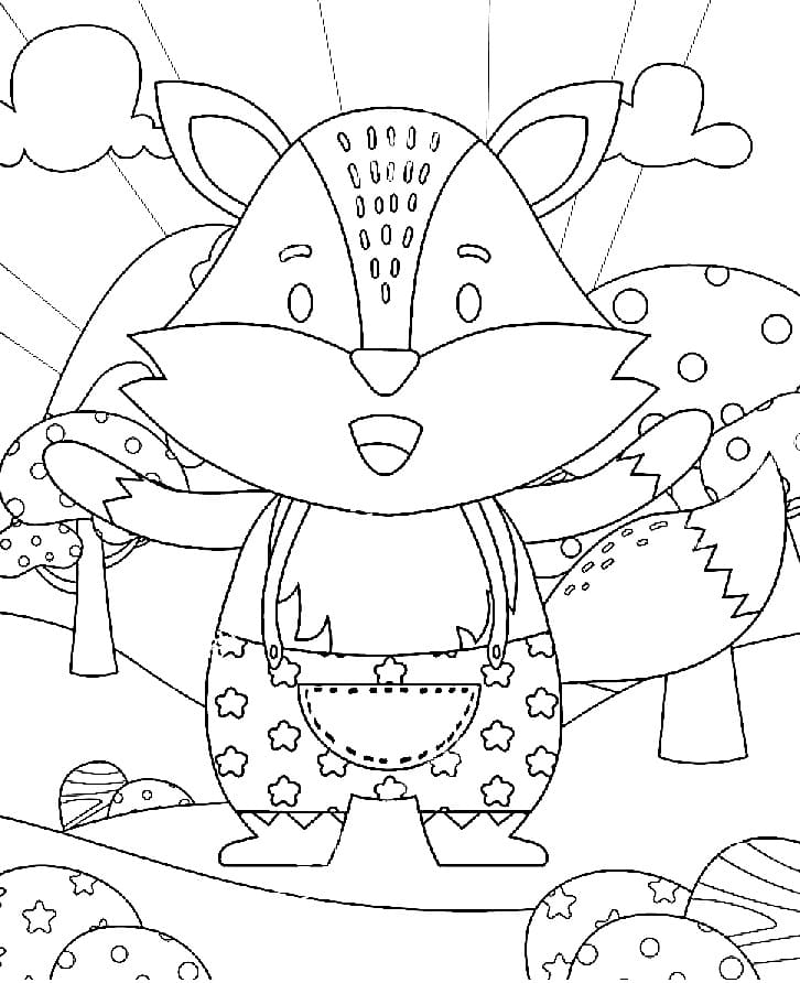 Cartoon Happy Fox coloring page