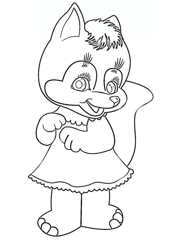 Cartoon Pretty Fox coloring page