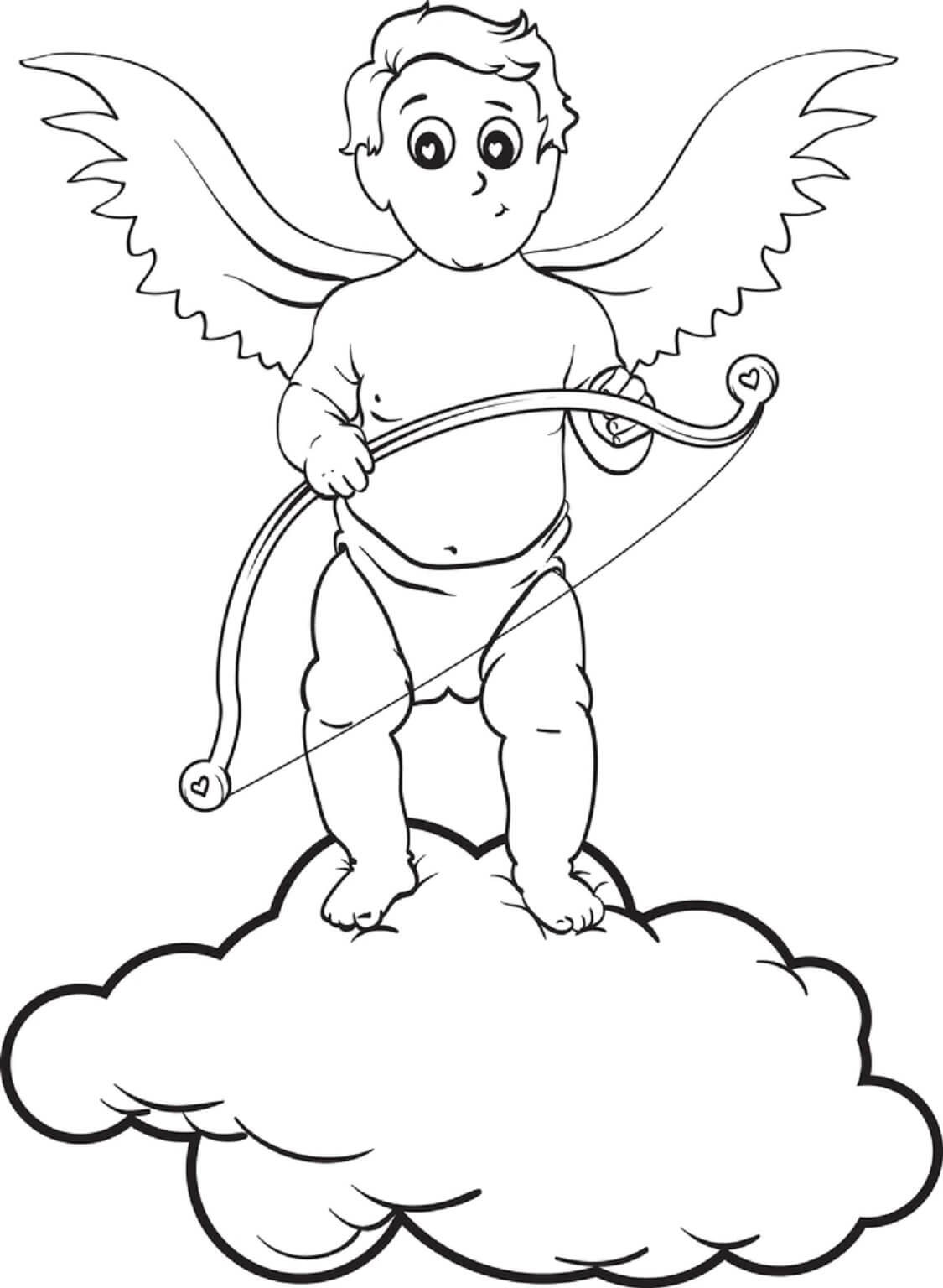 Cupid On Cloud coloring page