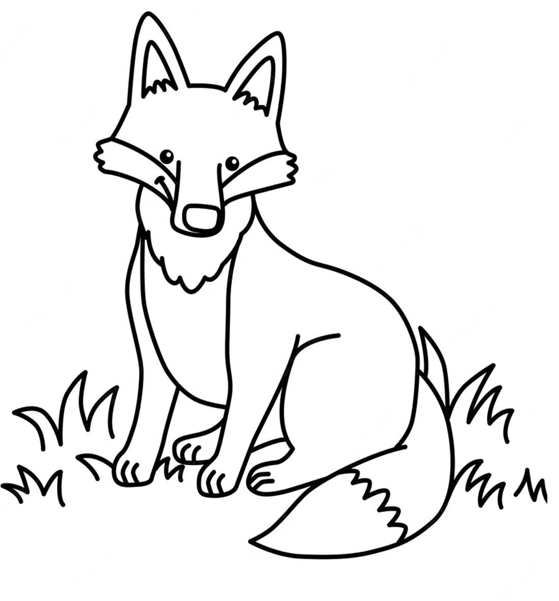 Fox Sitting on Grass coloring page