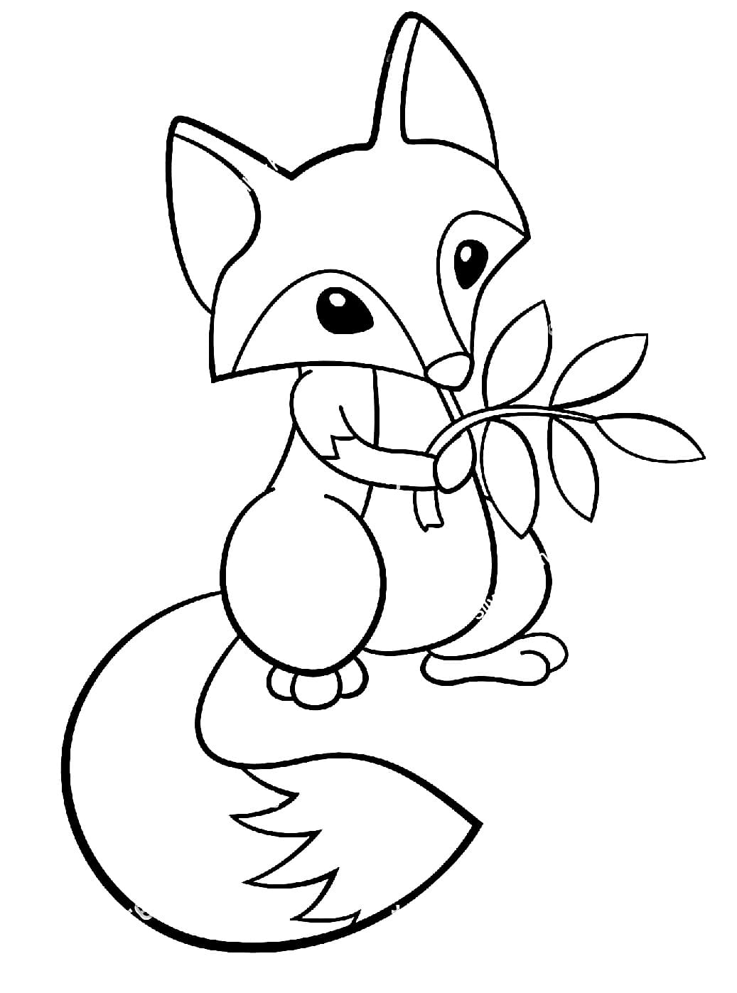 Fox with Leaves coloring page