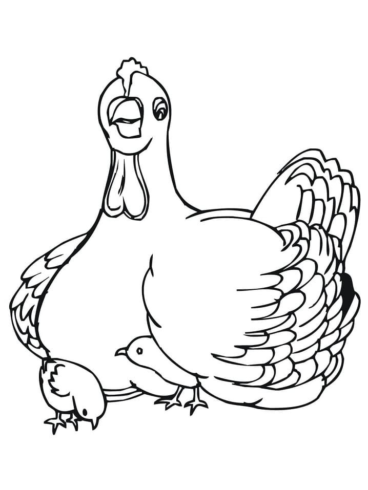 Hen with Chicks coloring page - Download, Print or Color Online for Free
