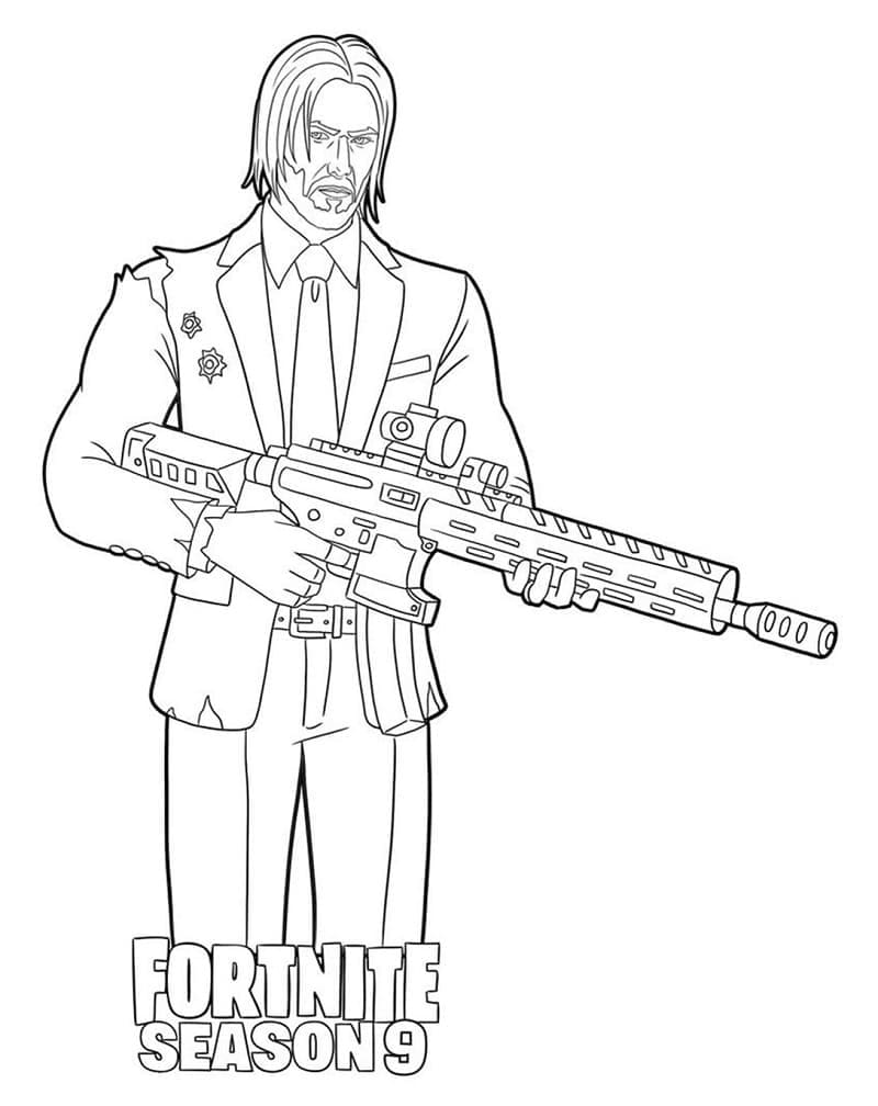 John Wick Fortnite Season 9 coloring page