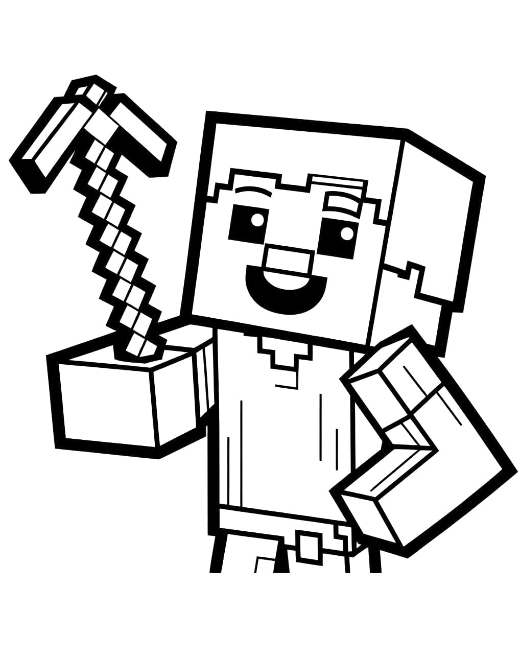 Minecraft Happy Steve Coloring Page Download Print Or Color Online