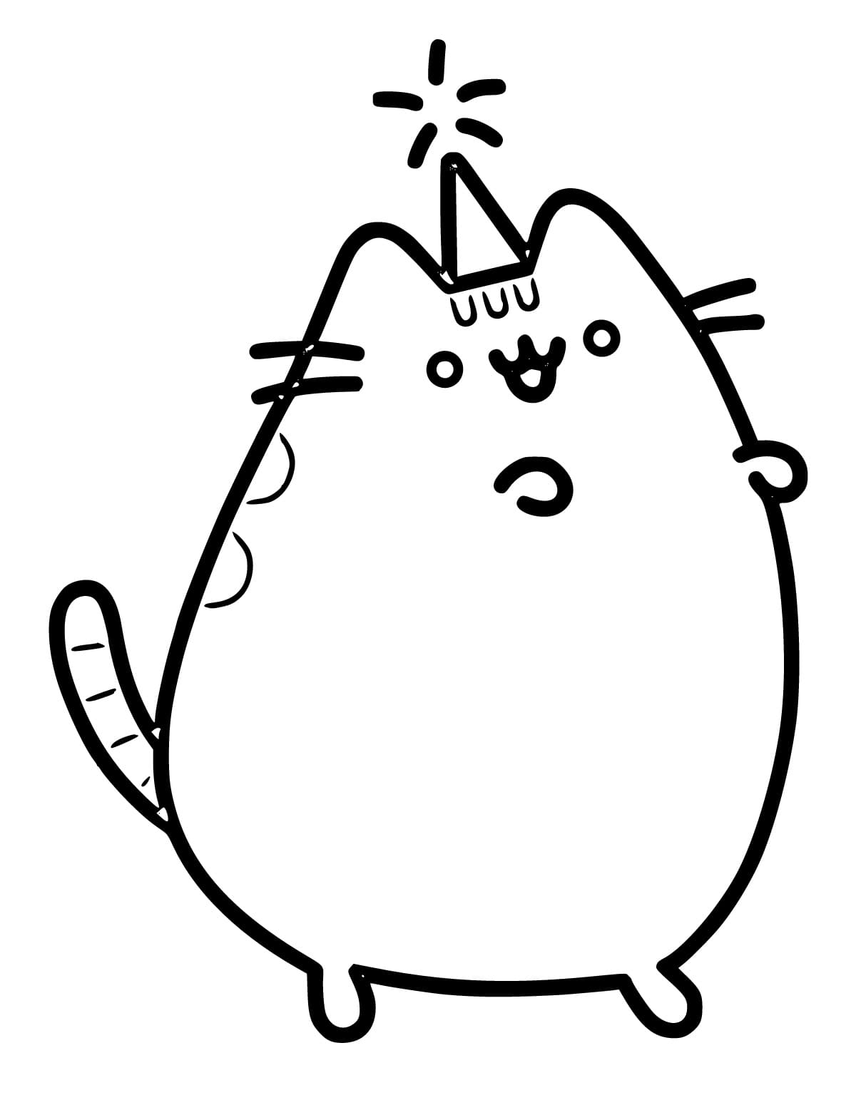 Pusheen and Party Hat coloring page - Download, Print or Color Online ...