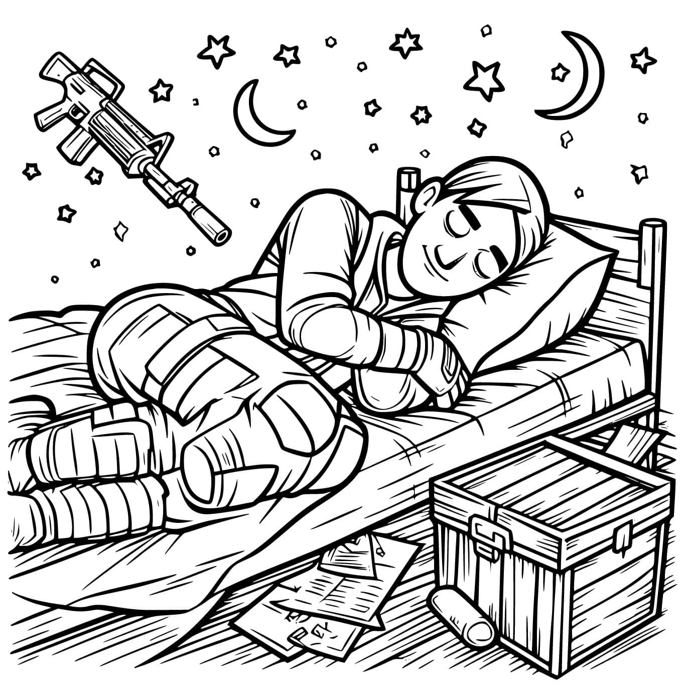 Sleeping Fortnite Player coloring page