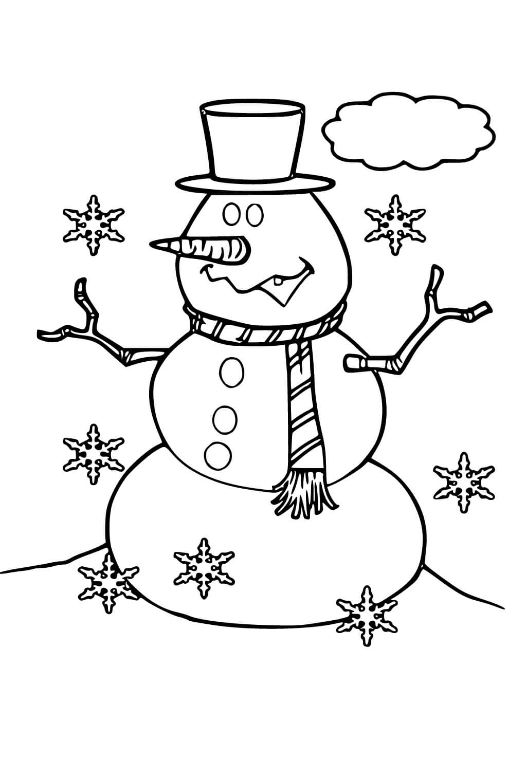 Snowman With Cloud coloring page - Download, Print or Color Online for Free