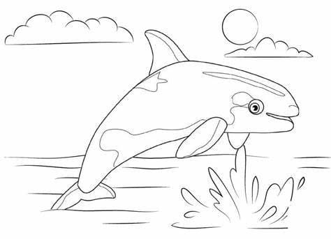 Whale Jumping coloring page