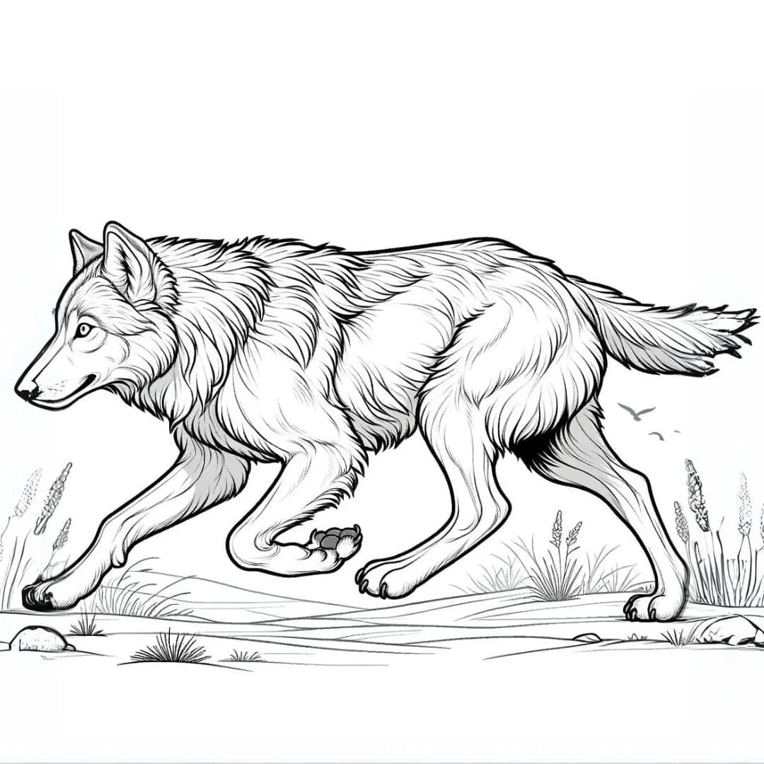 A Running Wolf coloring page