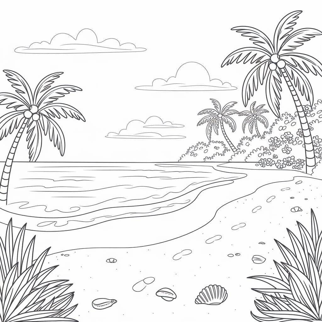 A Wonderful Beach coloring page