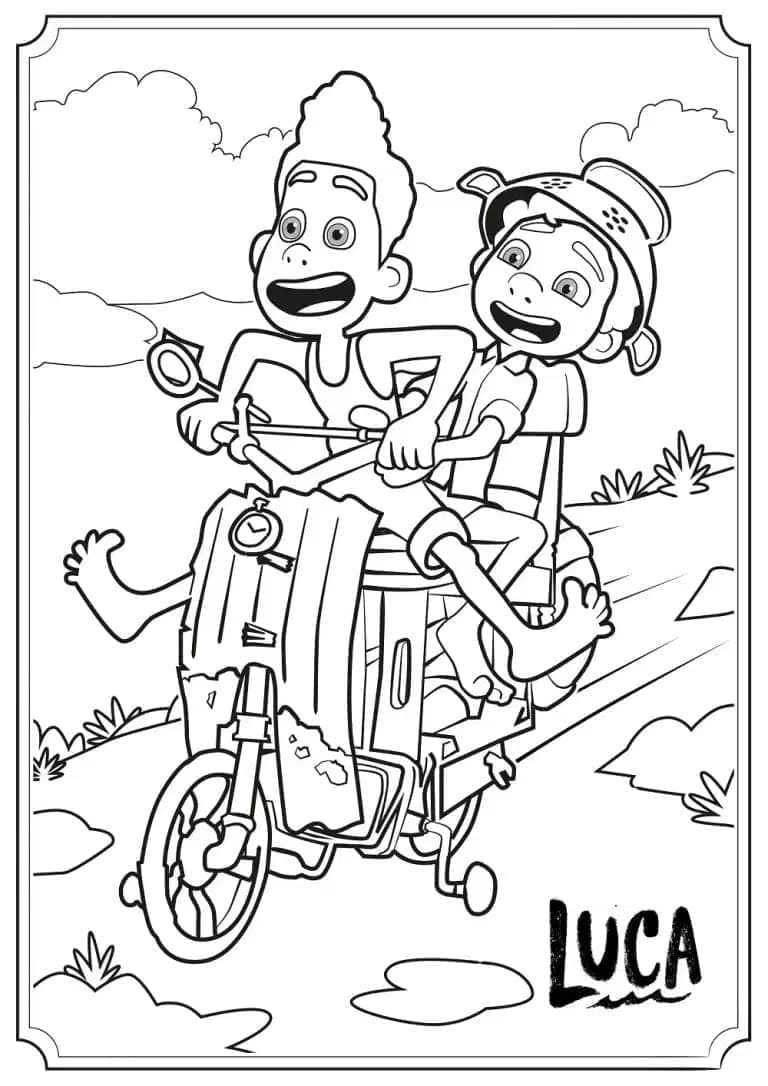 Alberto with Luca coloring page