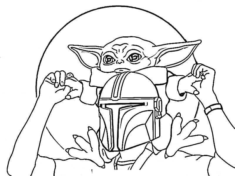 Baby Yoda and Mandalorian coloring page