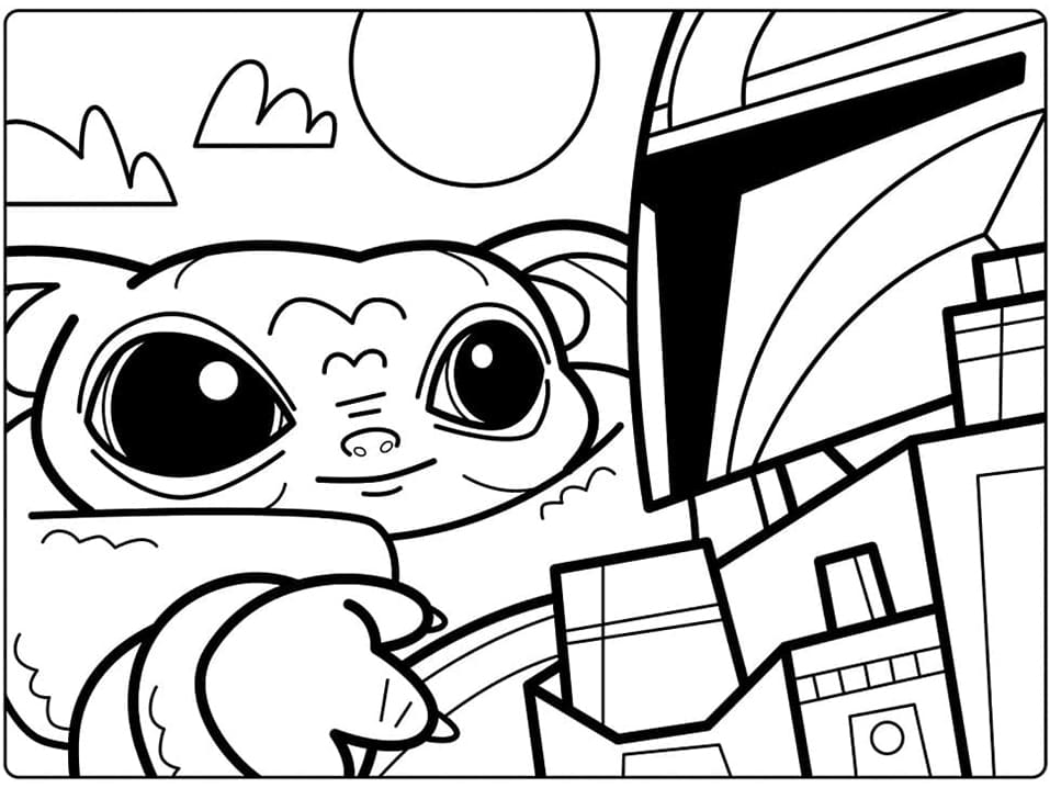 Baby Yoda Free For Kids coloring page