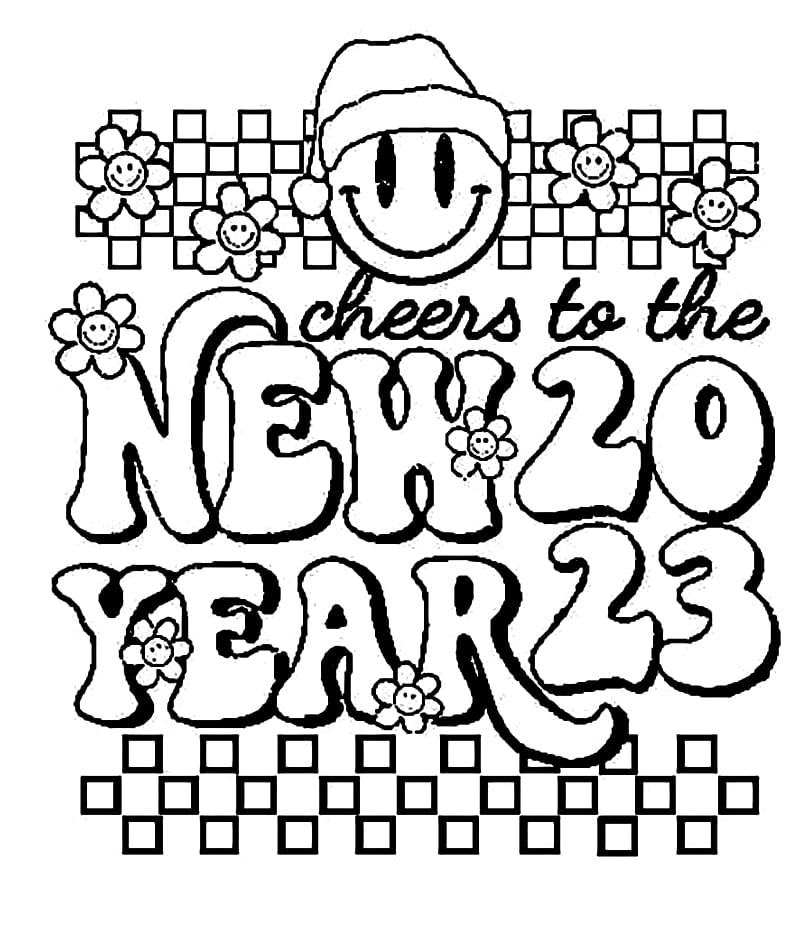 Cheers to the New Year 2023 coloring page