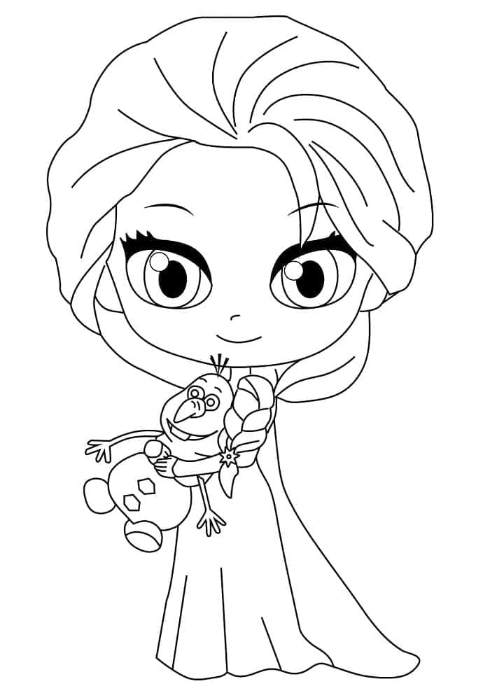 Chibi Elsa is Cute coloring page