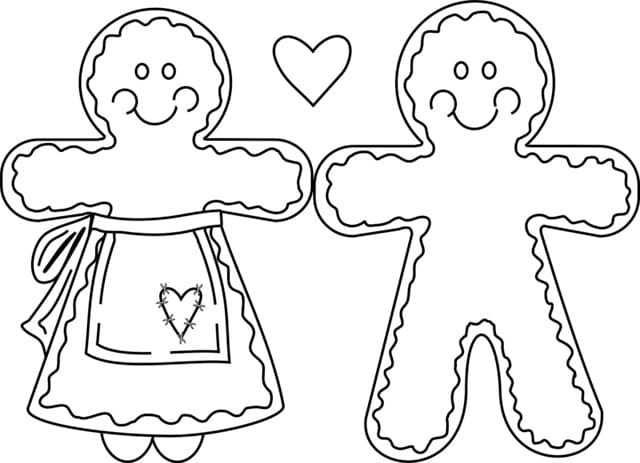 Couple Gingerbread Men coloring page