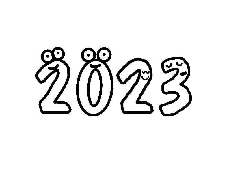 Cute Year 2023 coloring page