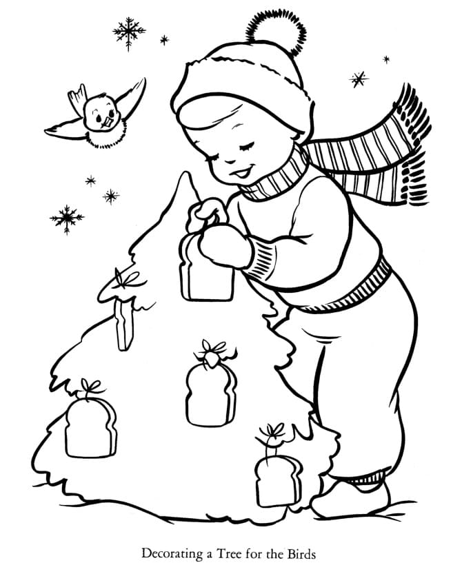 Decorating A Christmas Tree coloring page
