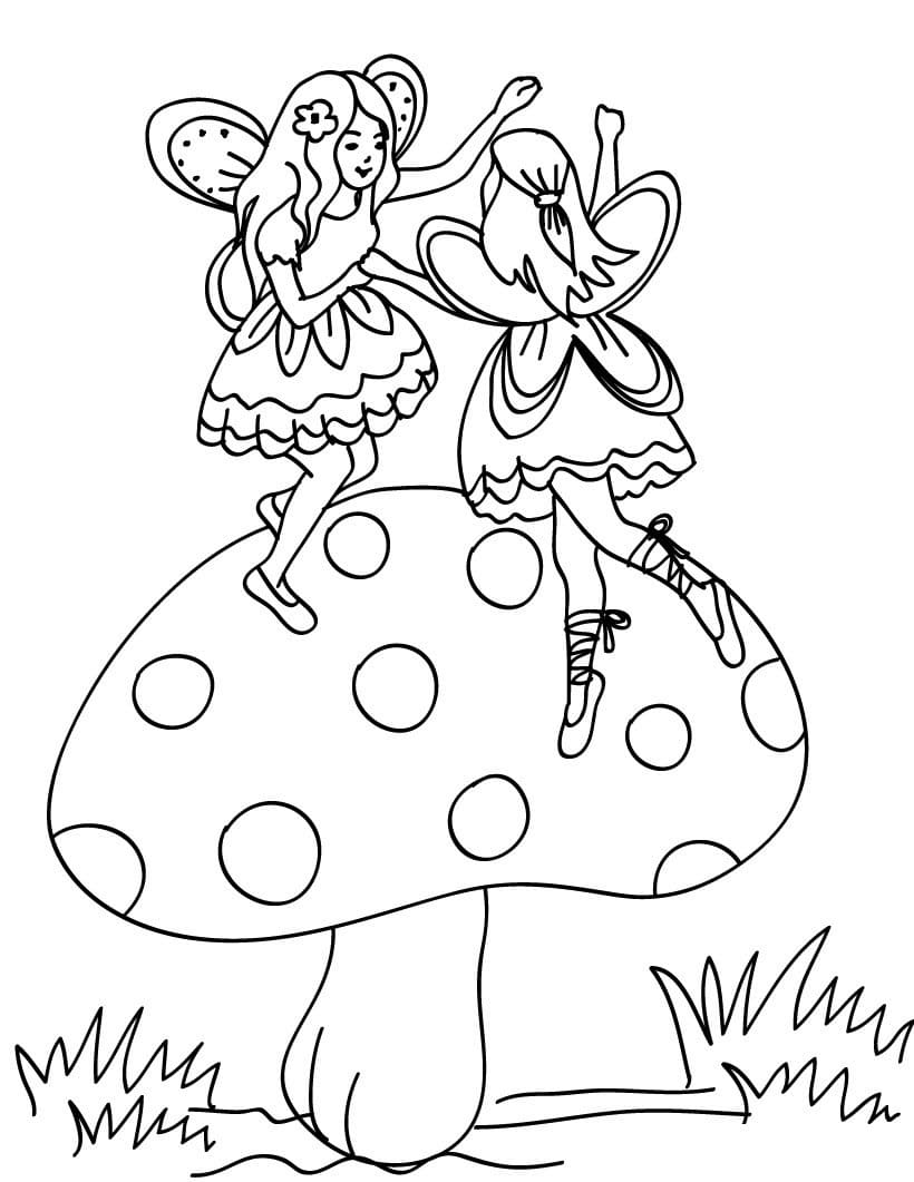 Fairies and Mushroom coloring page - Download, Print or Color Online ...