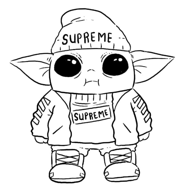 Fashion Baby Yoda coloring page