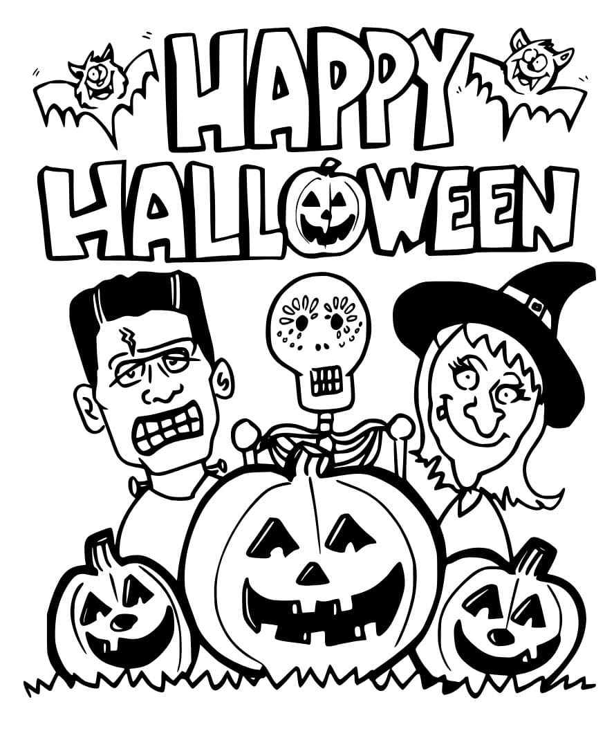 Free Drawing of Happy Halloween coloring page