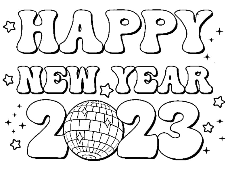 Free Printable Happy New Year 2023 coloring pages