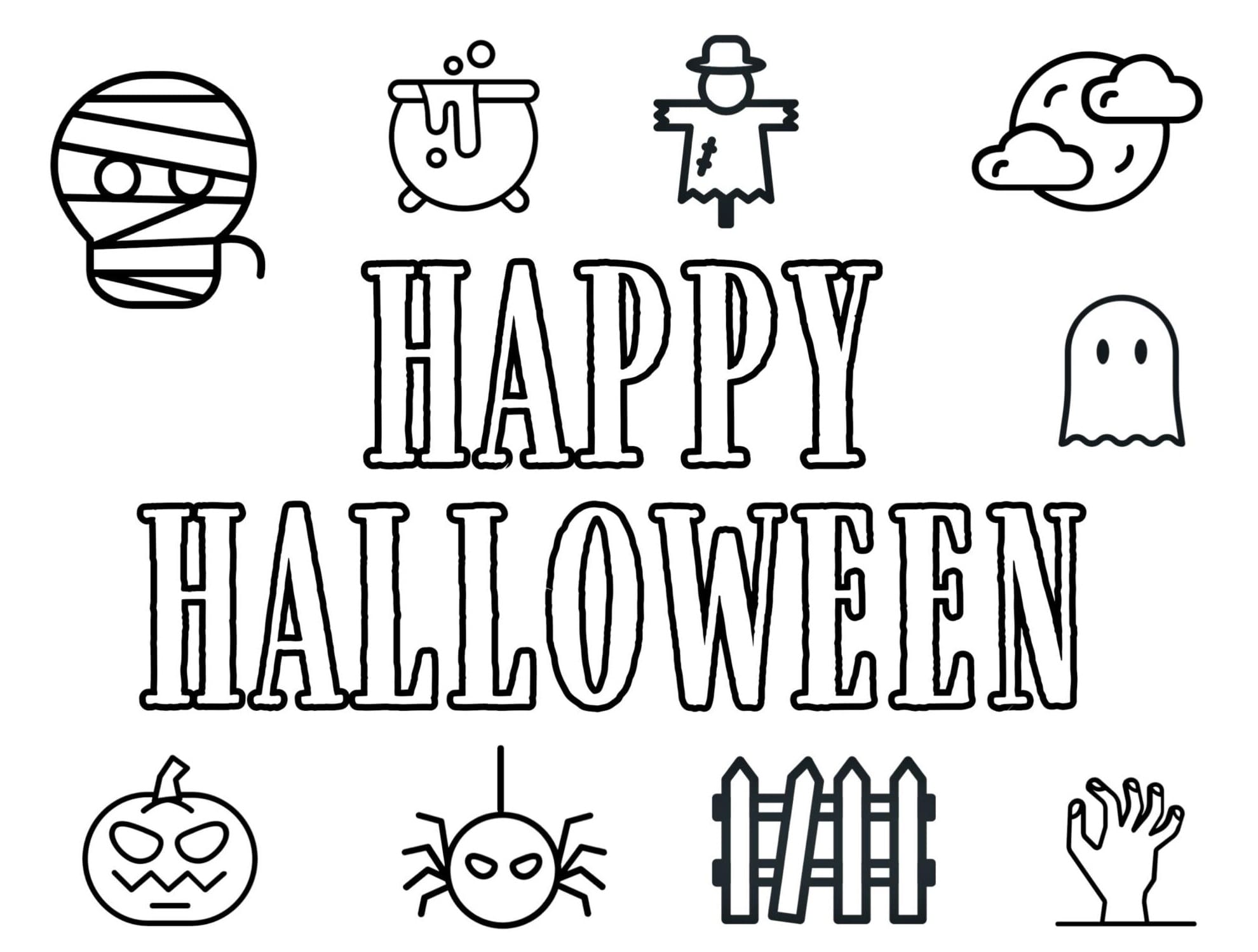 Happy Halloween Emojis coloring page