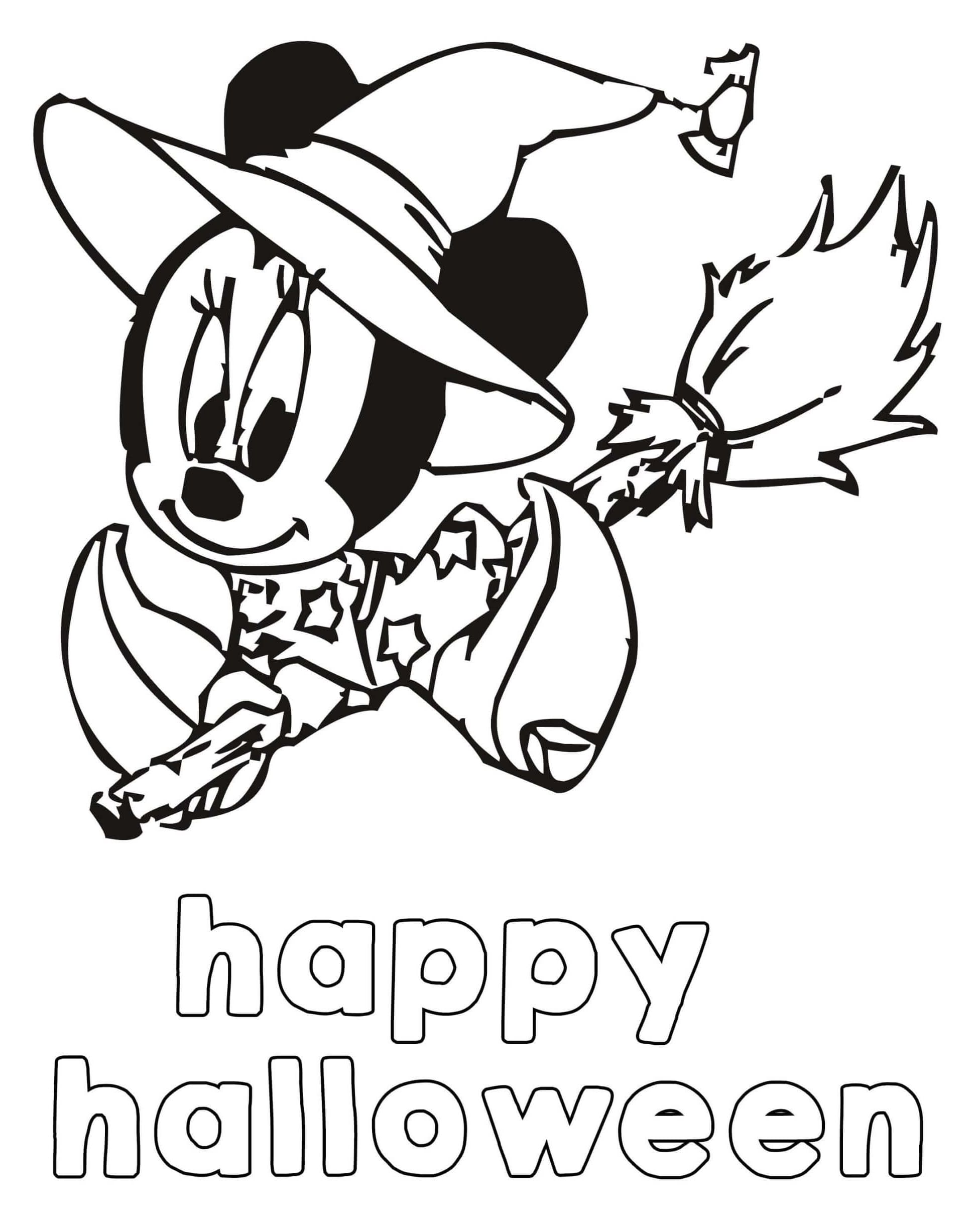 Happy Halloween with Baby Minnie coloring page