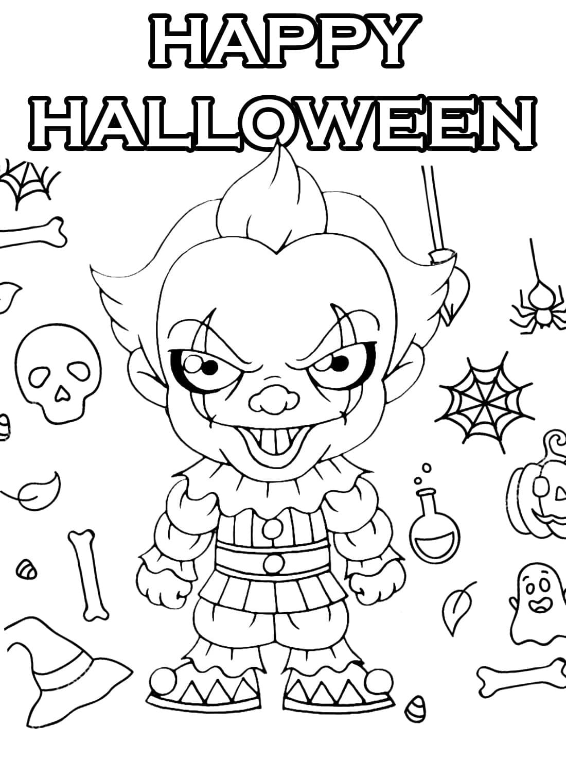 Happy Halloween with Pennywise coloring page