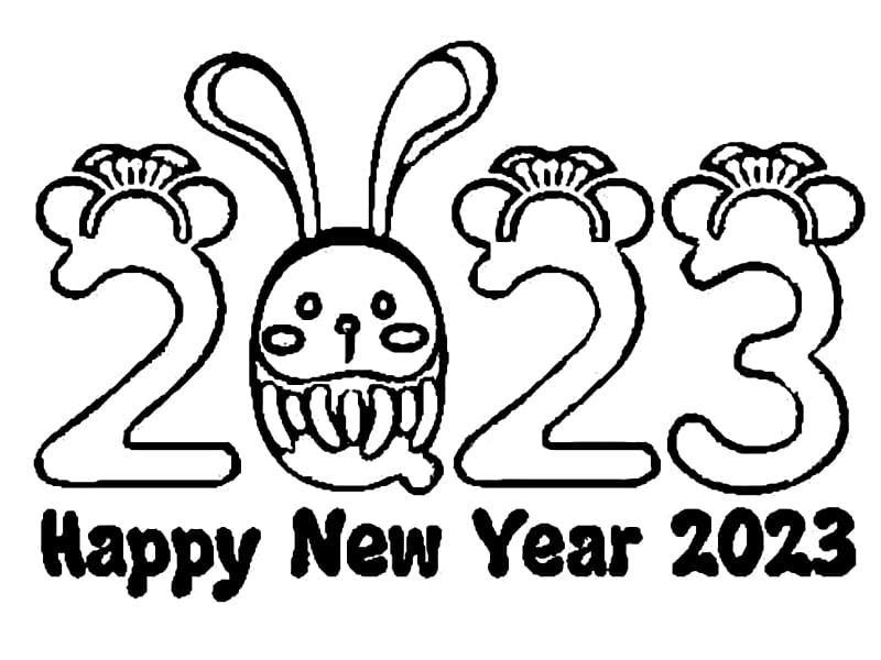 Happy New Year 2023 Free coloring page