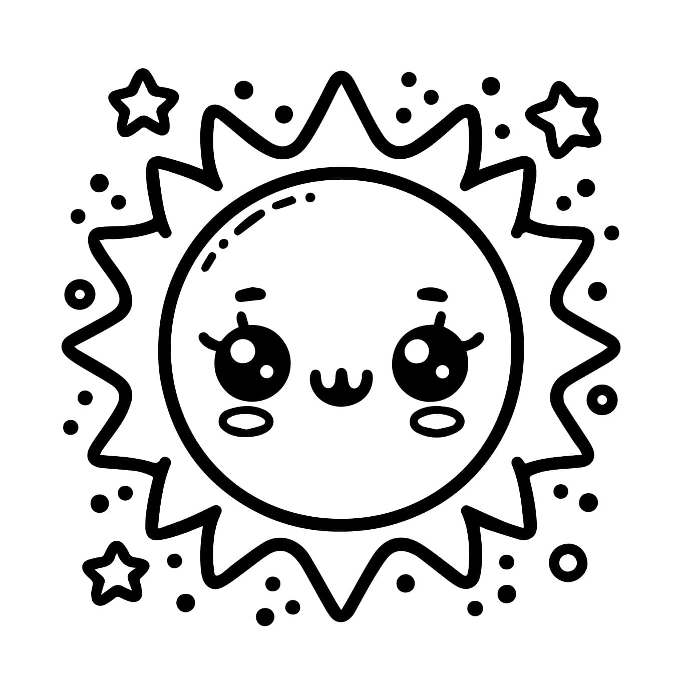 Kawaii Sun coloring page