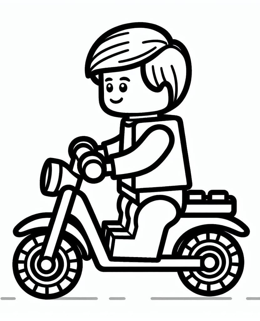 Lego Boy on Motorbike coloring page