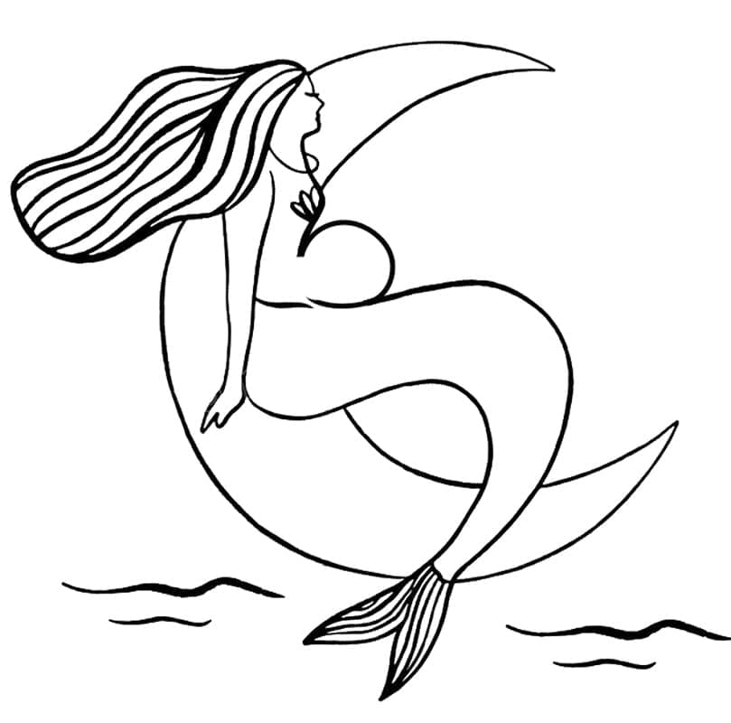 Moon Stylish Mermaid Coloring Book: Age 4 to 8. Stylish 40 Mermaid