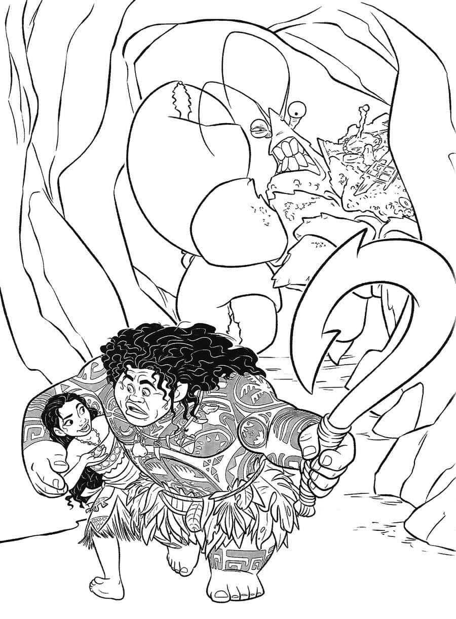 Moana and Maui Escaping coloring page - Download, Print or Color Online ...