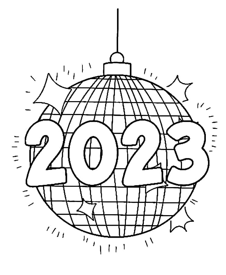 New Year 2023 Free Printable coloring page