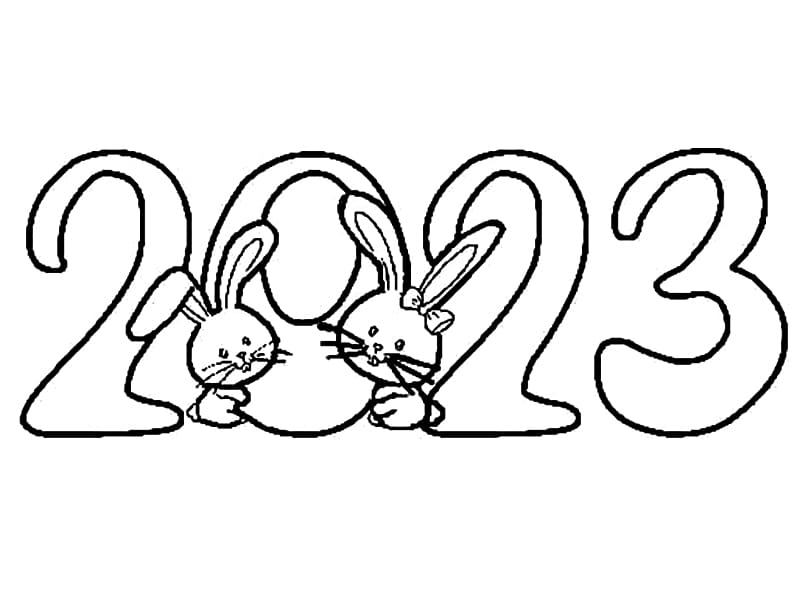 New Year 2023 Printable coloring page