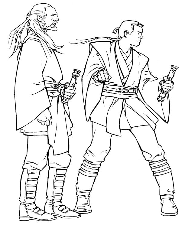 Obi-Wan Kenobi and Qui-Gon Jinn from Star Wars coloring page - Download ...