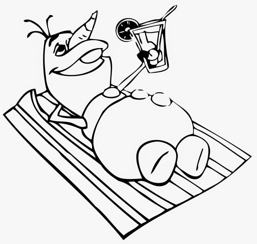 Olaf Relaxing coloring page