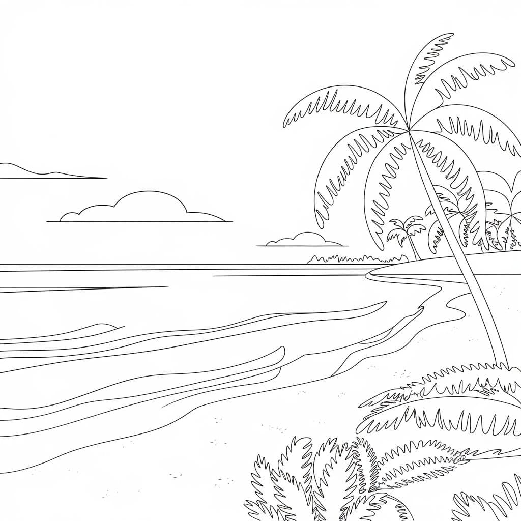 Peaceful Beach coloring page