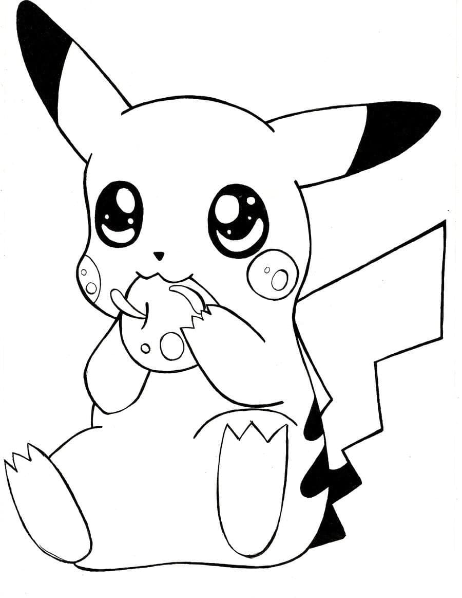 Pikachu is Eating Apple