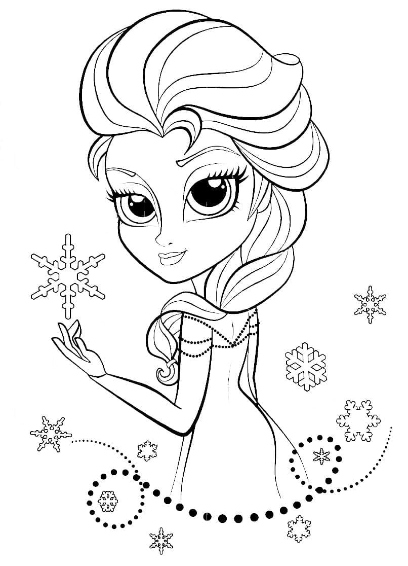 Printable Chibi Elsa coloring page