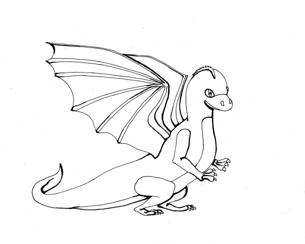 Printable Funny Dragon coloring page