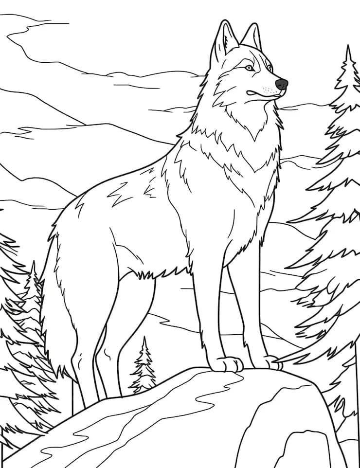 Proud Wolf coloring page