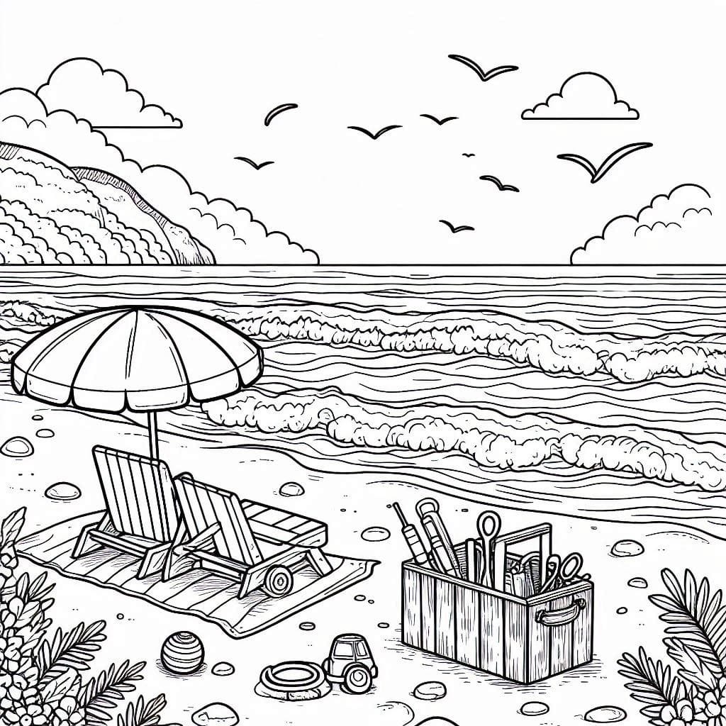 Realistic Beach coloring page