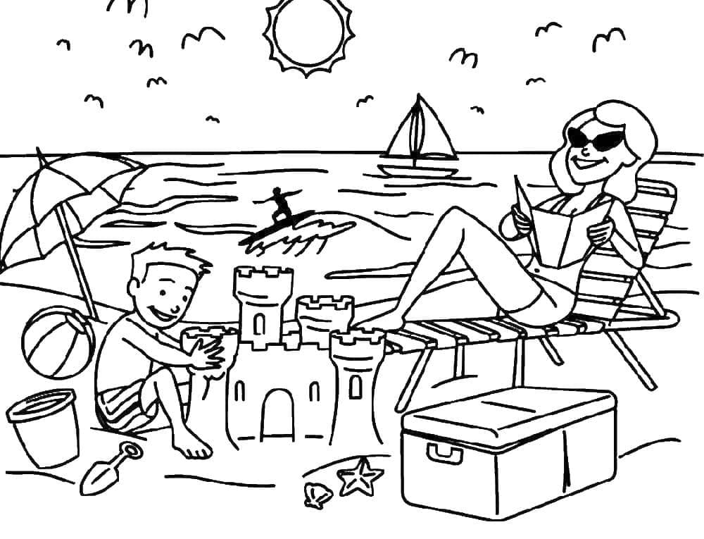 Relaxing on the Beach coloring page - Download, Print or Color Online ...