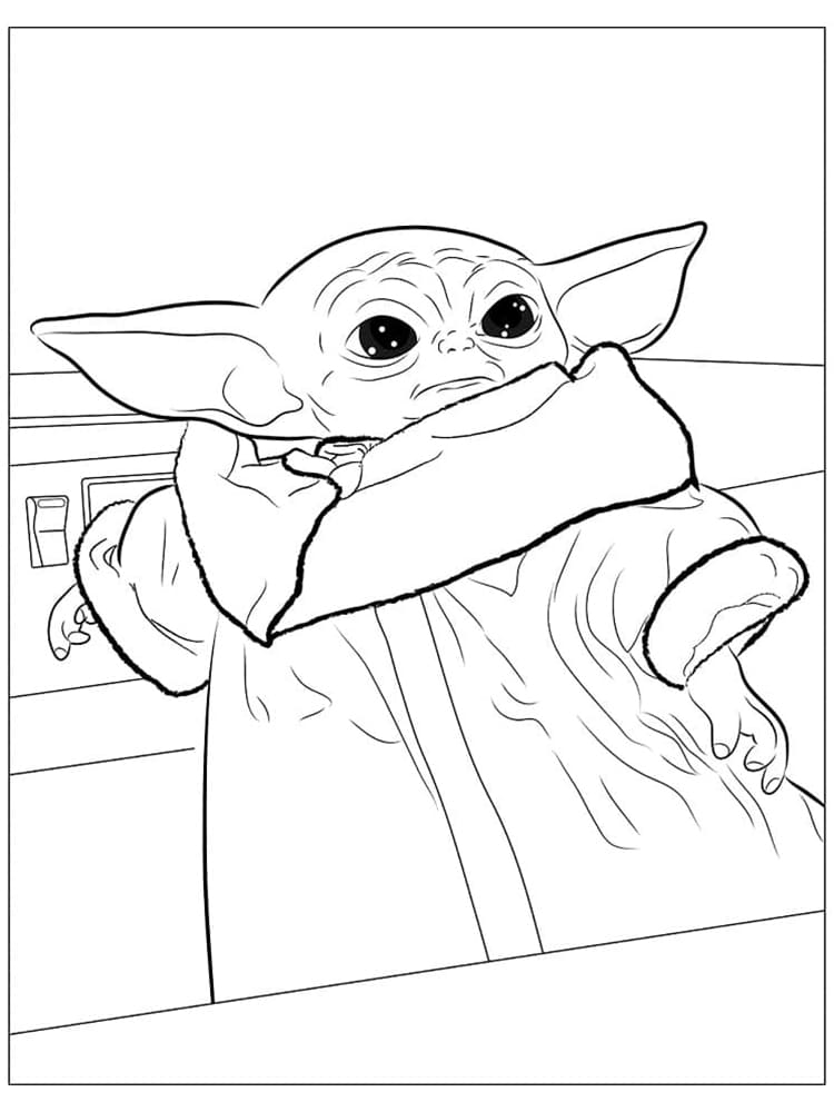 Sad Baby Yoda coloring page