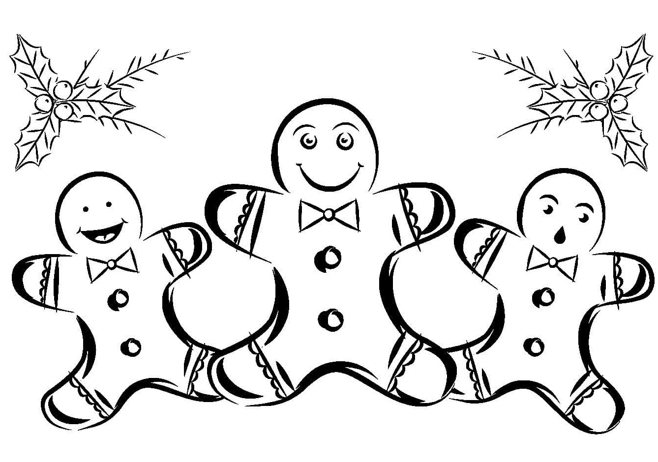 Three Gingerbread Men coloring page