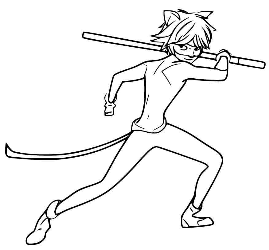 Cat Noir Action coloring page