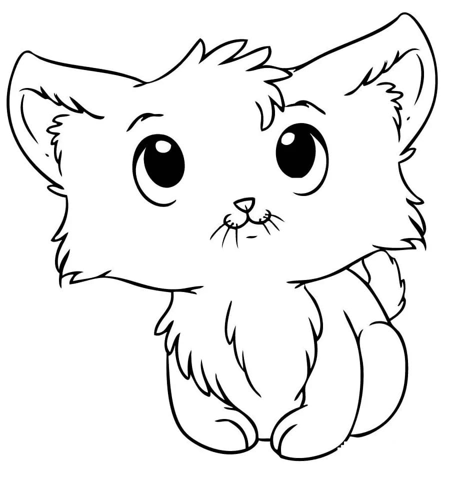 Cute Cartoon Kitten coloring page - Download, Print or Color Online for ...