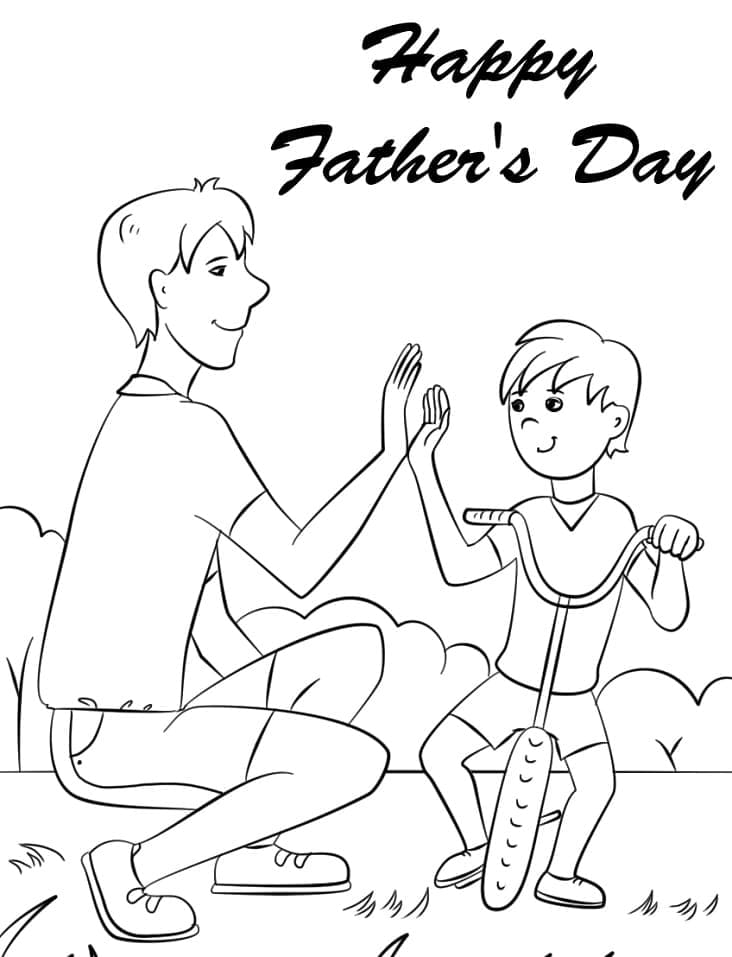 Dad and Son on Father’s Day coloring page